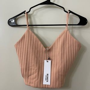 BB Dakota by Steve Madden Pink Clay Ribbed Crop Top